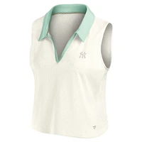 Débardeur col V Studio Wellness pour femme, couleur crème, Fanatics, New York Yankees