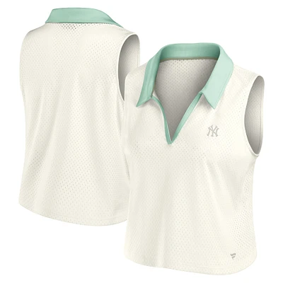 Débardeur col V Studio Wellness pour femme, couleur crème, Fanatics, New York Yankees