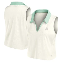 Débardeur col V Studio Wellness pour femme, couleur crème, Fanatics, New York Yankees