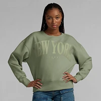 Women's Fanatics Green New York Yankees Elements Flow Pullover Sweatshirt