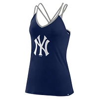 Débardeur bleu marine Fanatics New York Yankees Barrel It Up à col en V dans le dos croisé pour femmes