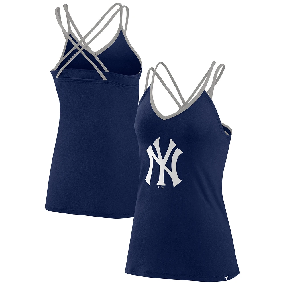 Women's Fanatics Navy New York Yankees Barrel It Up Cross Back V-Neck Tank Top