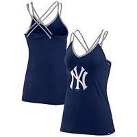 Débardeur bleu marine Fanatics New York Yankees Barrel It Up à col en V dans le dos croisé pour femmes