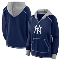 Sweat à capuche col en V polaire Boom pour femme de la marque Fanatics Navy New York Yankees