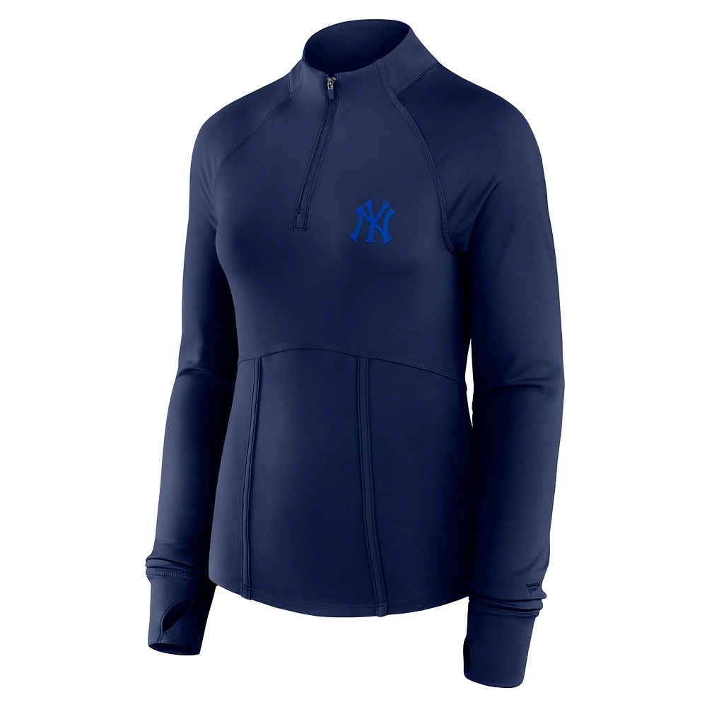 Women's Fanatics Navy New York Yankees Elements Raglan Tri-Blend Quarter-Zip Top