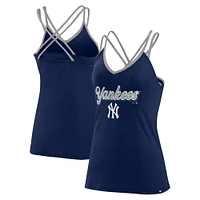 Women's Fanatics Navy New York Yankees Go For It Strappy V-Neck Tank Top