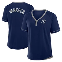 T-shirt à col en V raglan Diva Star de la Ligue des Yankees New York pour femmes Fanatics Navy