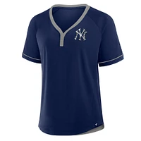 T-shirt à col en V raglan Diva Star de la Ligue des Yankees New York pour femmes Fanatics Navy