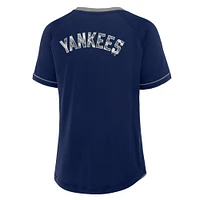 T-shirt à col en V raglan Diva Star de la Ligue des Yankees New York pour femmes Fanatics Navy