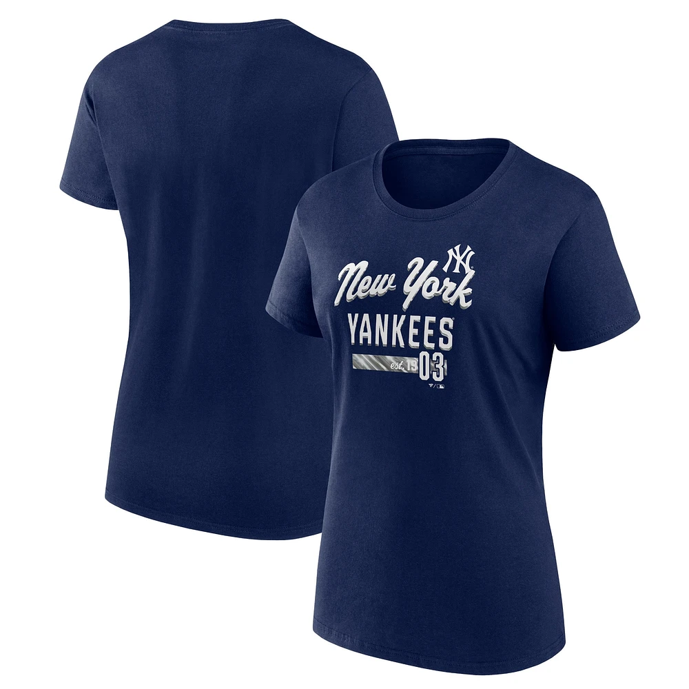 T-shirt ajusté avec logo Fanatics Navy New York Yankees pour femmes