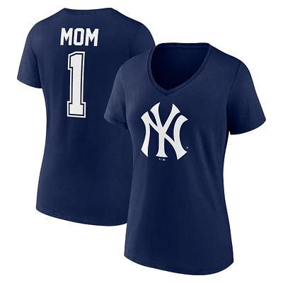 Women's Fanatics Navy New York Yankees Plus Mother's Day #1 Mom V-Neck T-Shirt