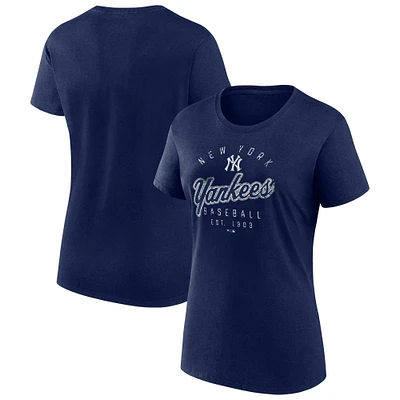 T-shirt d'arrivée de l'équipe Fanatics Navy New York Yankees pour femmes