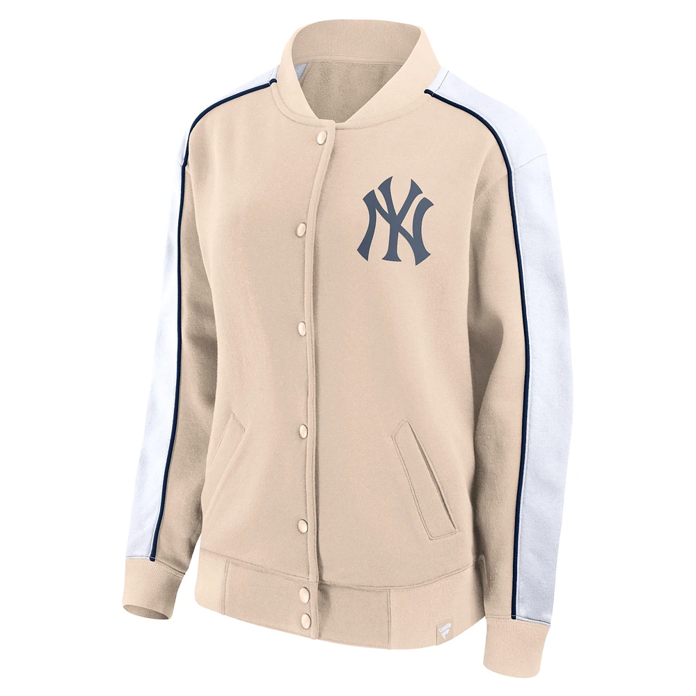 Women's Fanatics Tan New York Yankees Luxe Lounge Full-Snap Jacket