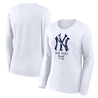 Women's Fanatics  White New York Yankees Lightweight Fitted Long Sleeve T-Shirt