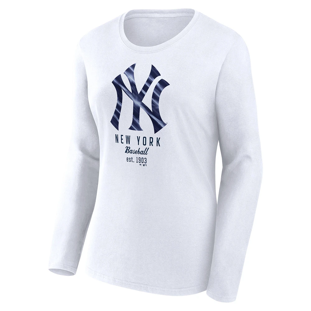 Women's Fanatics  White New York Yankees Lightweight Fitted Long Sleeve T-Shirt