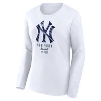 T-shirt léger ajusté à manches longues blanc New York Yankees Fanatics pour femmes