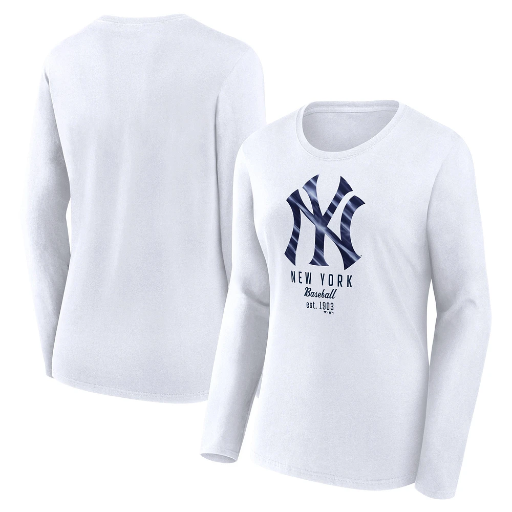 T-shirt léger ajusté à manches longues blanc New York Yankees Fanatics pour femmes