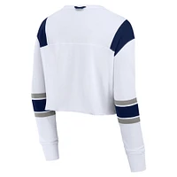 Women's Fanatics  White New York Yankees Stretch Cropped Fashion Long Sleeve T-Shirt