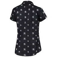 Chemise boutonnée à fleurs des New York Yankees FOCO pour femme, bleu marine