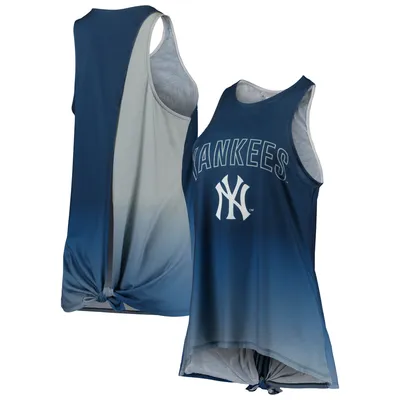 Women's Majestic Threads Navy New York Yankees Scoop Neck Racerback Side  Tie Tri-Blend Tank Top