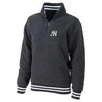 Veste polaire Sherpa Play pour femme G-III 4Her par Carl Banks Gray New York Yankees avec fermeture éclair quart de tour