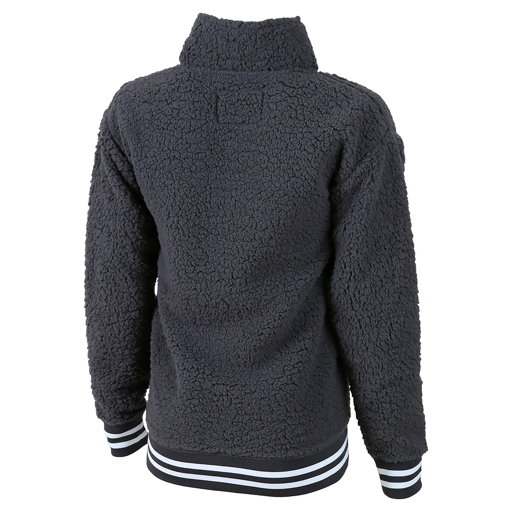 Veste polaire Sherpa Play pour femme G-III 4Her par Carl Banks Gray New York Yankees avec fermeture éclair quart de tour