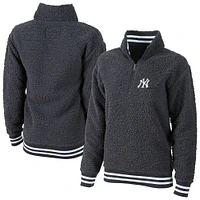Veste polaire Sherpa Play pour femme G-III 4Her par Carl Banks Gray New York Yankees avec fermeture éclair quart de tour