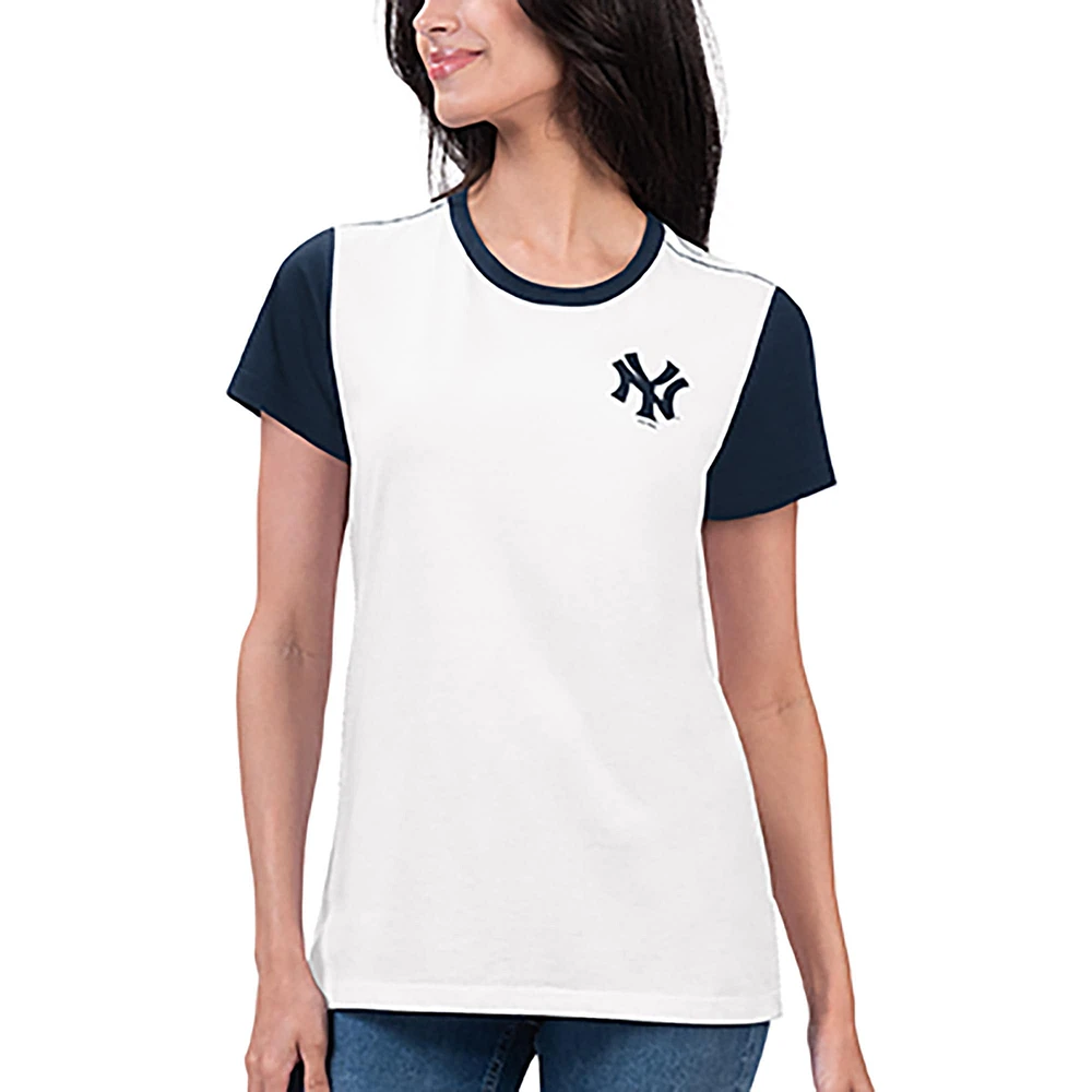 Women's G-III 4Her by Carl Banks White New York Yankees Illustration Ringer T-Shirt