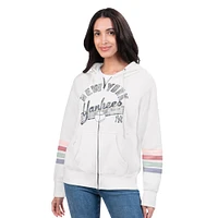 Sweat à capuche zippé en polaire rayé manches Naamah pour femme G-III 4Her par Carl Banks des Yankees de New York