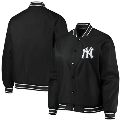 New York Yankees JH Design Women's Plus Poly Twill Full-Snap Jacket - Black