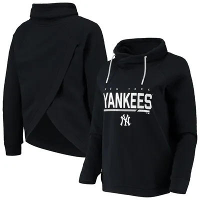 New York Yankees Levelwear Women's Vega Funnel Neck Raglan Pullover Sweatshirt - Black
