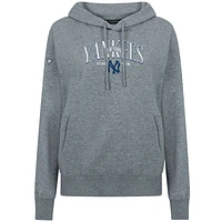 Sweat à capuche gris New York Yankees Adorn Throwback Spellout pour femme Levelwear