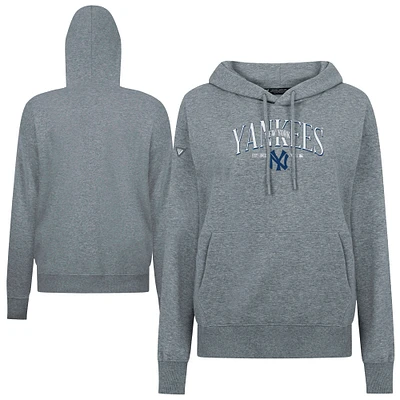 Sweat à capuche gris New York Yankees Adorn Throwback Spellout pour femme Levelwear