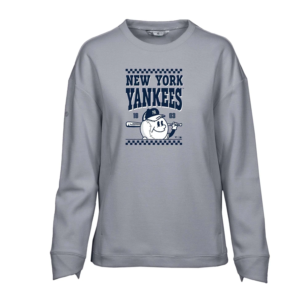Women's Levelwear Gray New York Yankees Fiona Inaugural Pullover Sweatshirt