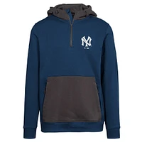 Women's Levelwear Navy New York Yankees Cooperstown Collection Chicane Core Logo Quarter-Zip Pullover Hoodie