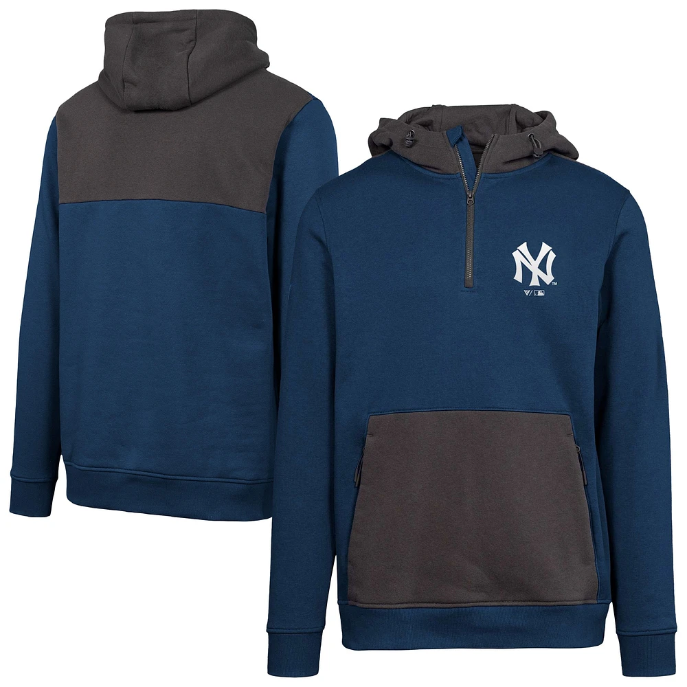 Women's Levelwear Navy New York Yankees Cooperstown Collection Chicane Core Logo Quarter-Zip Pullover Hoodie