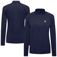 Women's Levelwear Navy New York Yankees Kinetic Insignia 2.0 Raglan Quarter-Zip Top