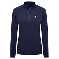 Women's Levelwear Navy New York Yankees Kinetic Insignia 2.0 Raglan Quarter-Zip Top