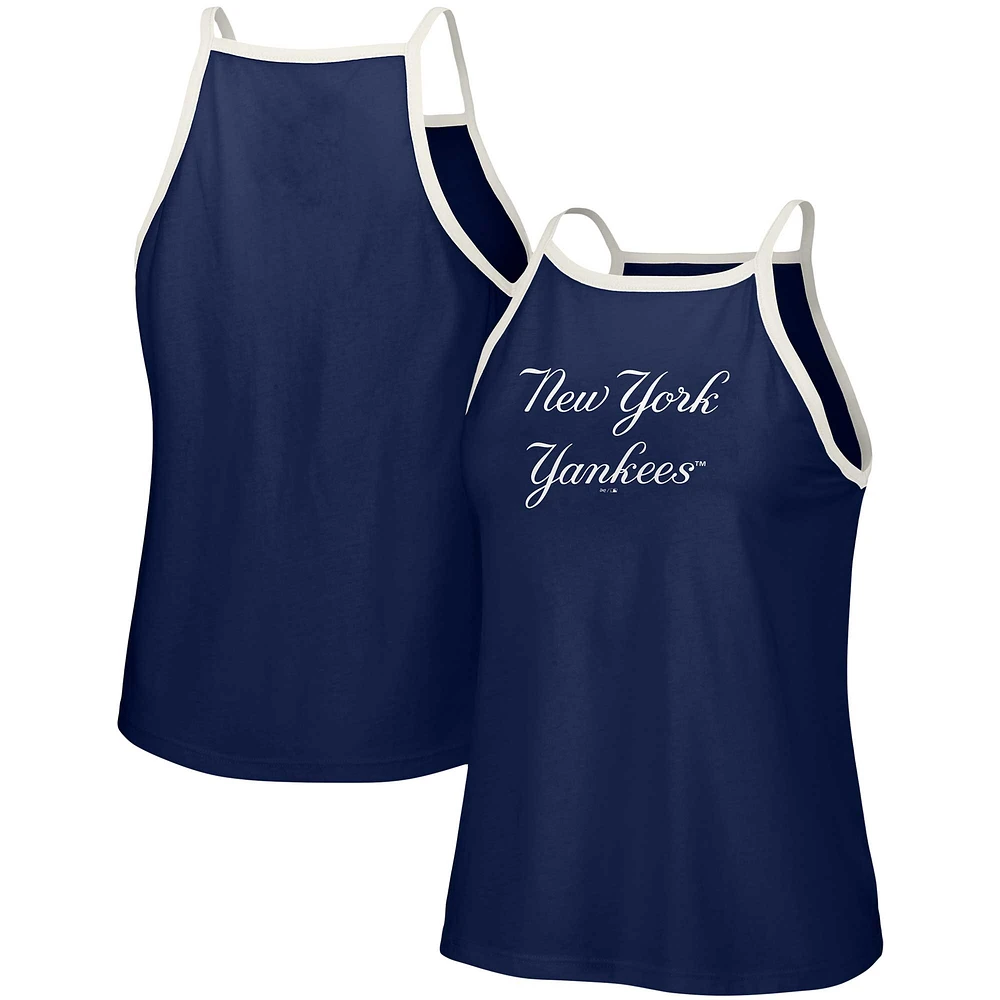 Women's Lusso  Navy New York Yankees Nadine Halter Tank Top