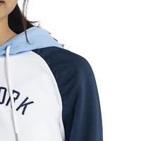 Women's Lusso White New York Yankees Marlowe Tri-Blend Raglan Pullover Hoodie