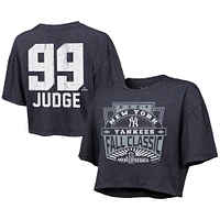 T-shirt court et ample pour femme Majestic Threads Aaron Judge Navy New York Yankees 2024 World Series avec nom numéro