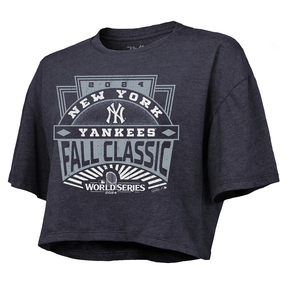 T-shirt court et ample pour femme Majestic Threads Aaron Judge Navy New York Yankees 2024 World Series avec nom numéro