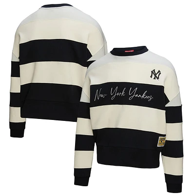 Women's Mitchell & Ness  Gray/Black New York Yankees Cooperstown Collection Blocked Fleece Pullover Sweatshirt