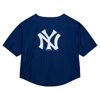 Women's Mitchell & Ness Navy New York Yankees Cooperstown Collection Crop T-Shirt