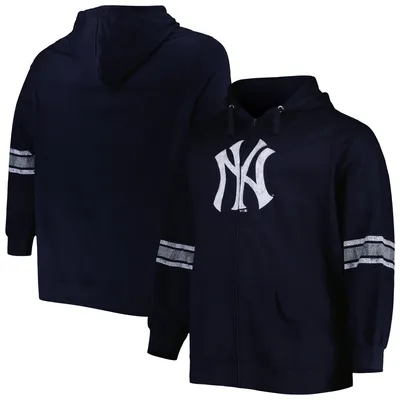 New York Yankees Women's Plus Front Logo Full-Zip Hoodie - Navy/Heather Gray