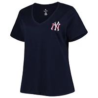 T-shirt à encolure en V bleu marine New York Yankees pour la fête des mères, grande taille, meilleure maman de tous les temps