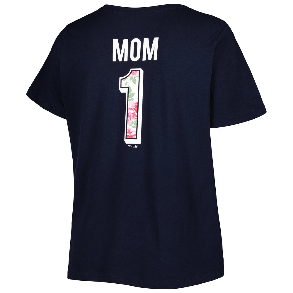 T-shirt à encolure en V bleu marine New York Yankees pour la fête des mères, grande taille, meilleure maman de tous les temps