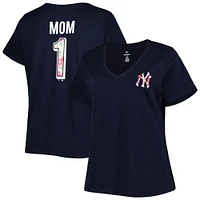 T-shirt à encolure en V bleu marine New York Yankees pour la fête des mères, grande taille, meilleure maman de tous les temps