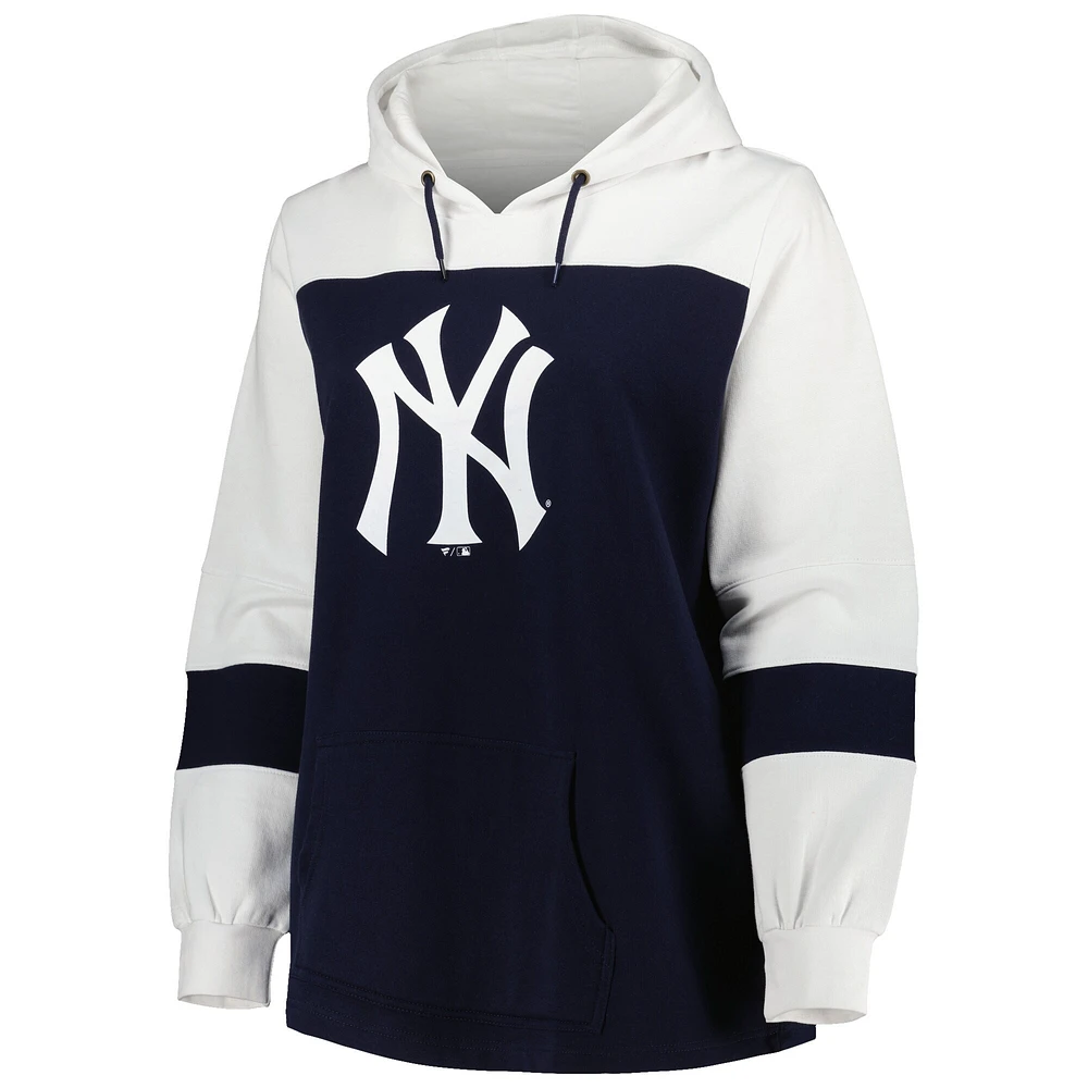 Sweat à capuche bleu marine New York Yankees grande taille avec blocs de couleurs pour femme