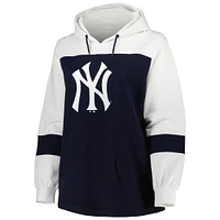 Sweat à capuche bleu marine New York Yankees grande taille avec blocs de couleurs pour femme